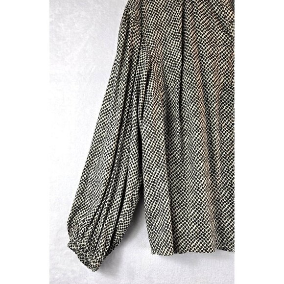 Longsleeve Blouson Sleeve Peasant Blouse 1X Worthington Drawstring Cheetah Print - Picture 5 of 13